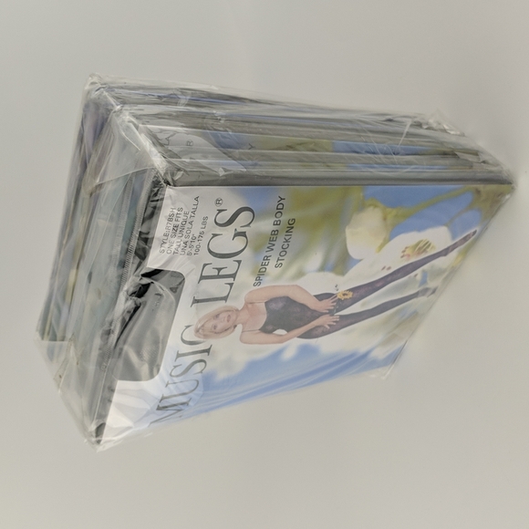 6 x Music Legs Body Stocking Black One Size Spiderweb Pattern Sleeveless NEW - Picture 3 of 8